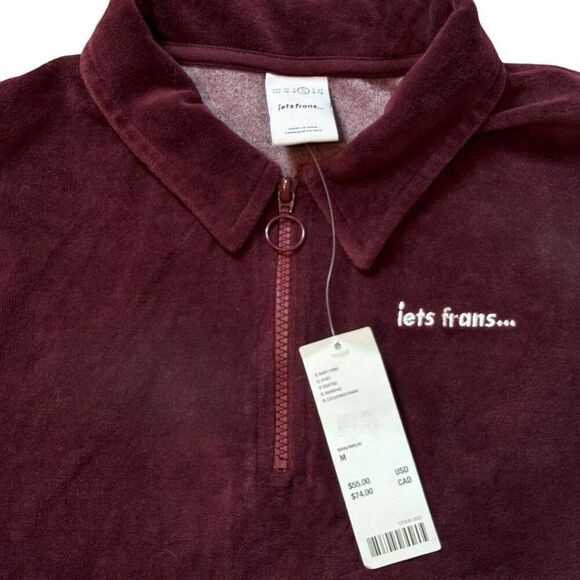 UO iets Frans… Cinzia Velour Mini Dress Women’s M Burgundy Quarter Zip - Picture 8 of 11